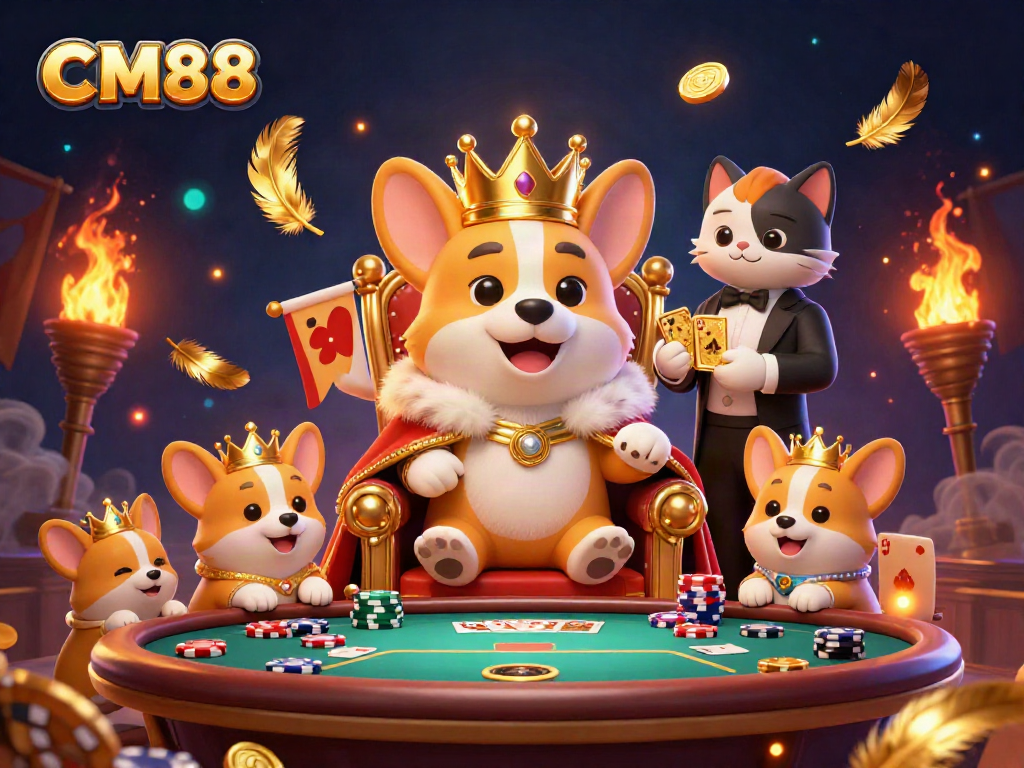 Catch the excitement at CM88 with a royal corgi poker scene full of dynamic gaming action.