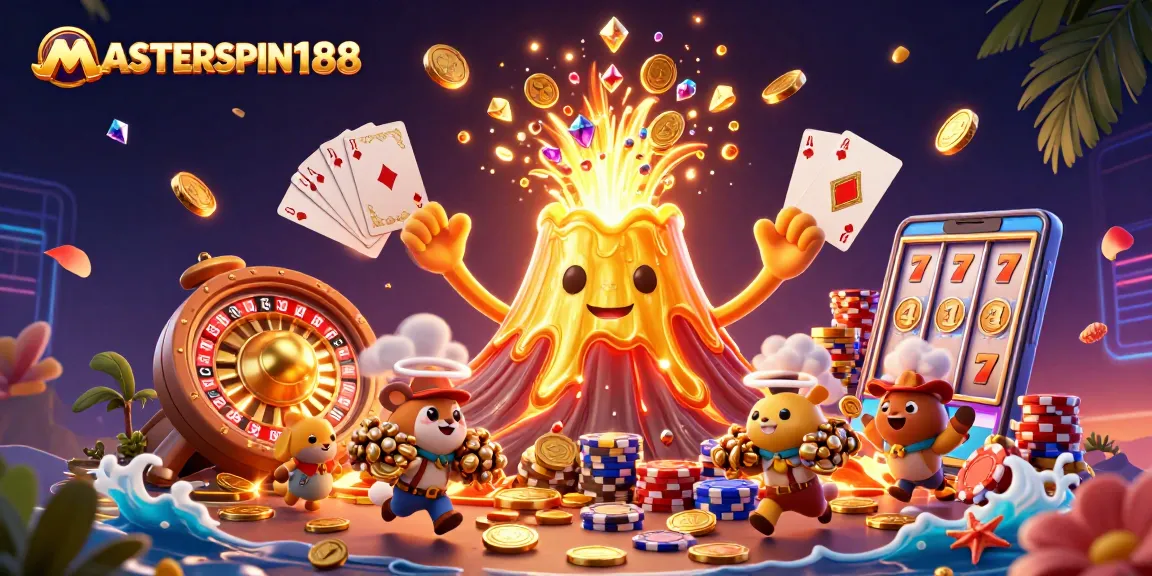 Win big at MASTERSPIN188 with the vibrant energy of coins, gems, and treasures.