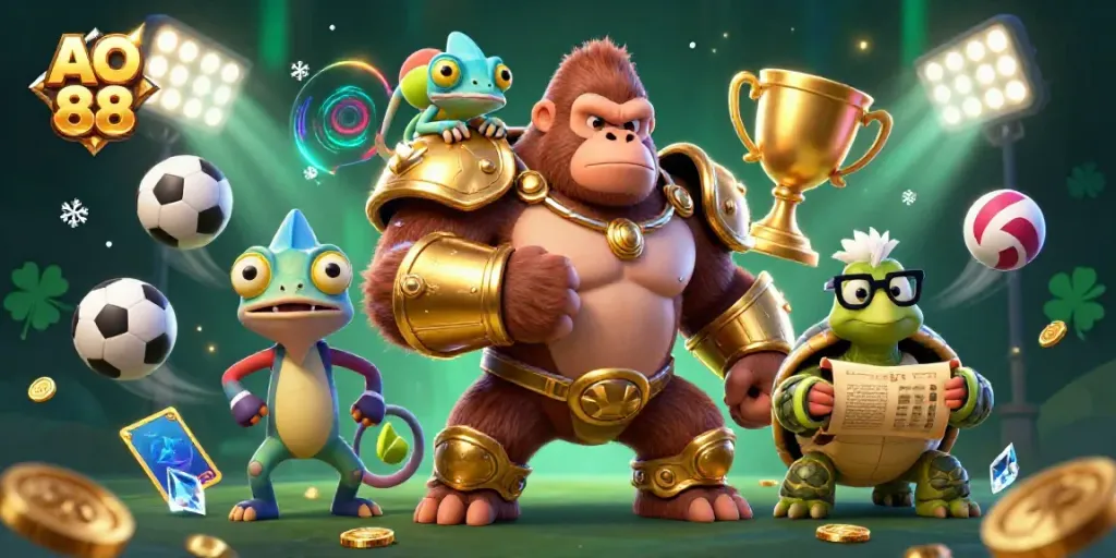 Experience the excitement of AO 88 with thrilling sports betting action and vibrant characters.