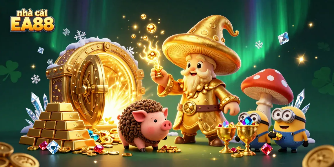Engage with nhà cái EA88 to find treasures in a vibrant casino realm featuring magical characters.