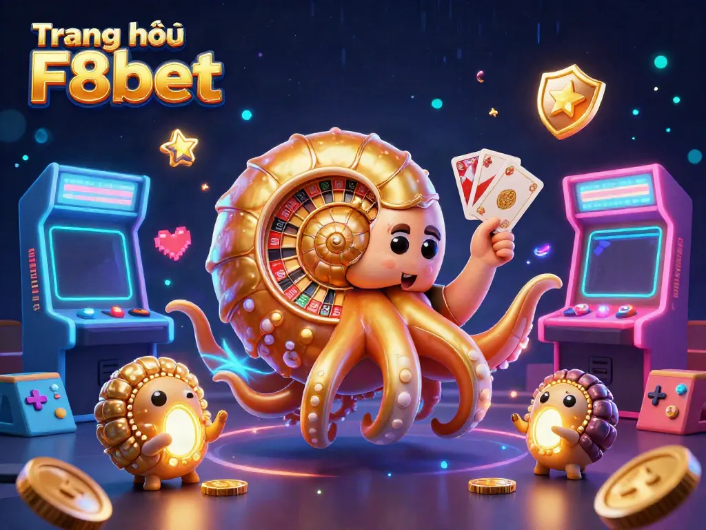 Engaging scene showcasing Trang chủ F8bet with a giant nautilus roulette wheel, glowing game elements, and vibrant casino atmosphere.