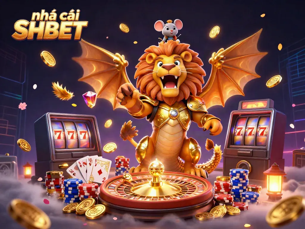 Experience thrilling gameplay at Nhà cái SHBET with a mesmerizing casino scene featuring a chimera and dazzling game elements.