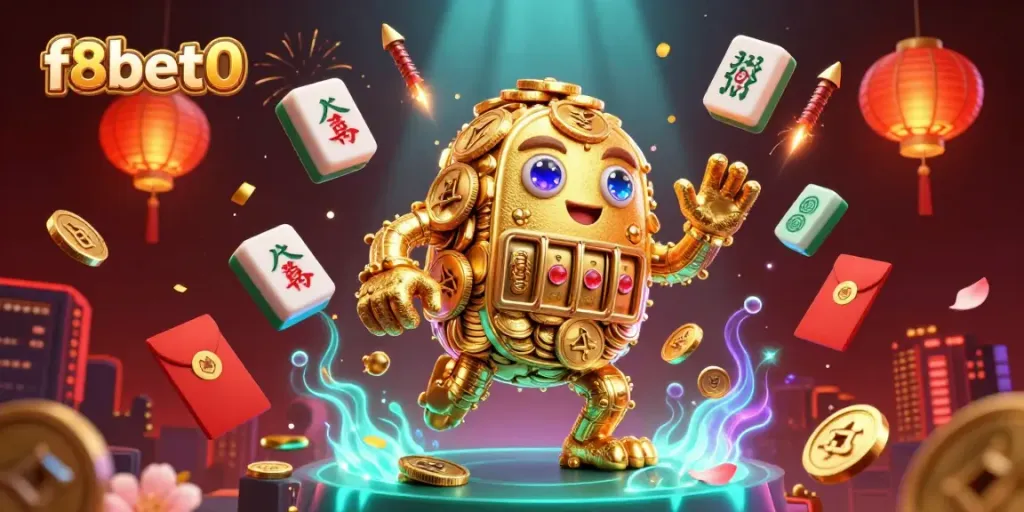 Experience thrilling moments at f8bet0 with a vibrant casino scene filled with dynamic gold and game elements.