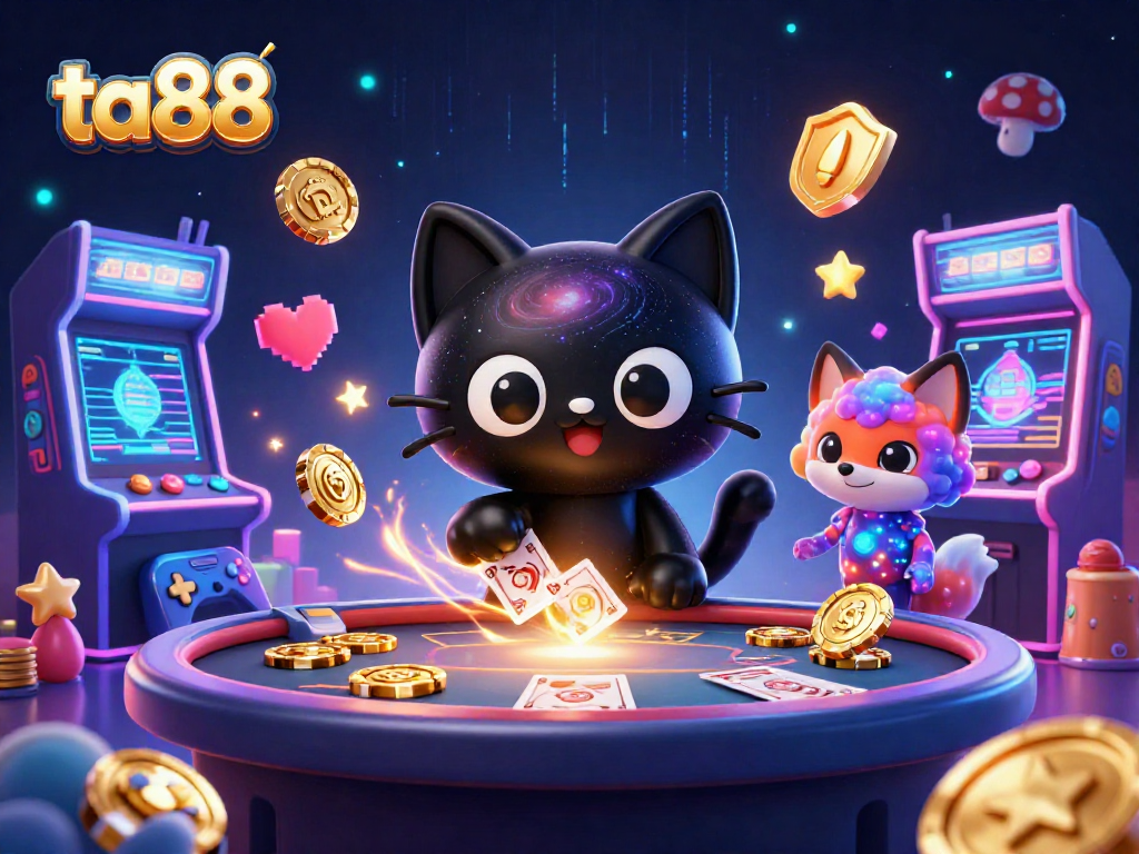 Engage with ta88 in a cosmic casino realm featuring a black hole cat and nebula fox.