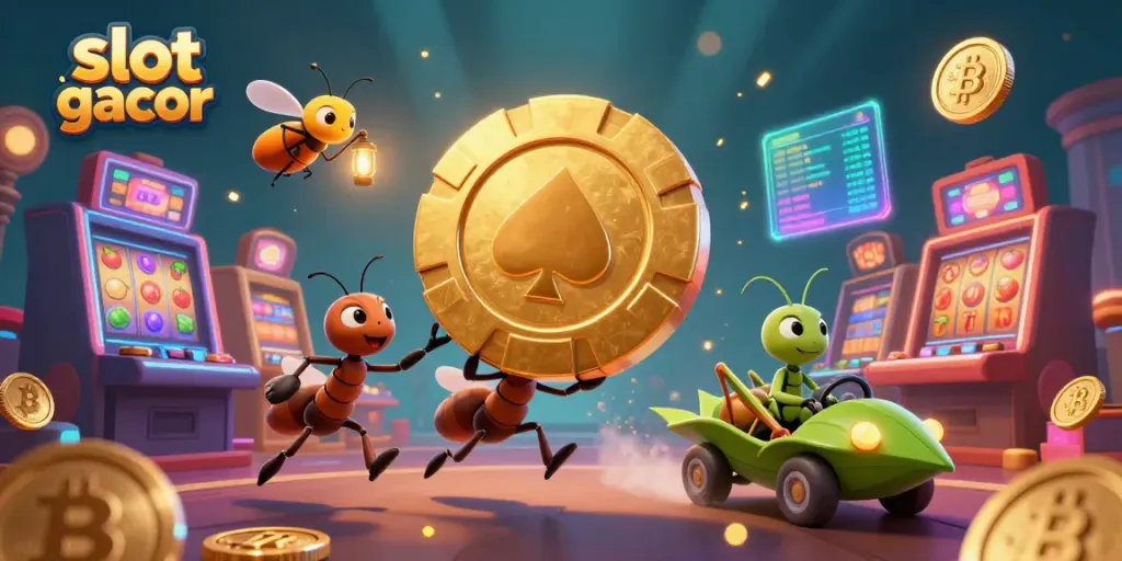 Segera mainkan slot gacor dengan karakter lucu yang mengangkut chip poker raksasa di kasino berkilau.