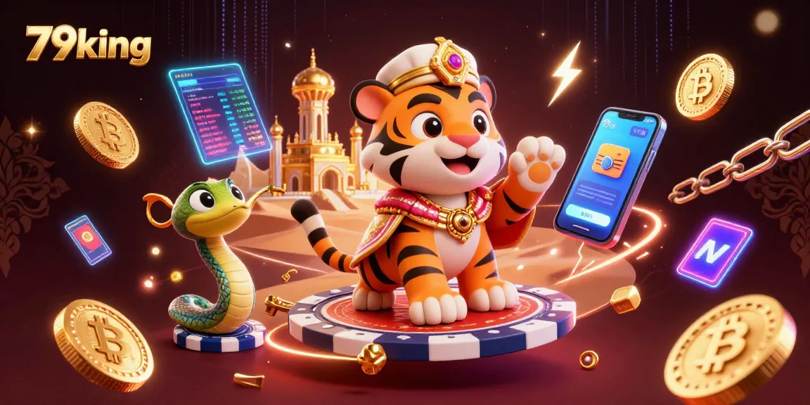 Experience the magic of 79king with the sultan and genie in a vibrant casino scene.