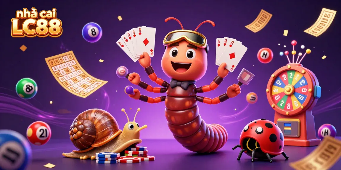 Engage with the exciting world of nhà cái LC88 as a 3D millipede dealer and high-roller characters celebrate a jackpot.