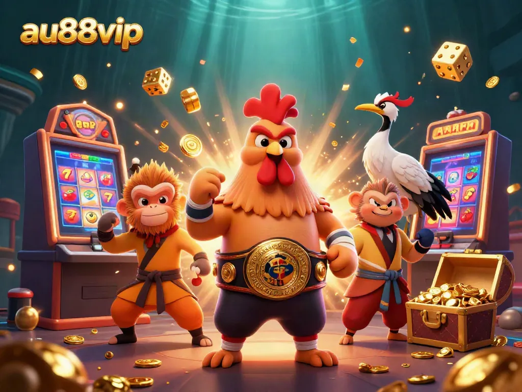 Experience excitement and action with the au88vip online casino, featuring vibrant characters and game elements.