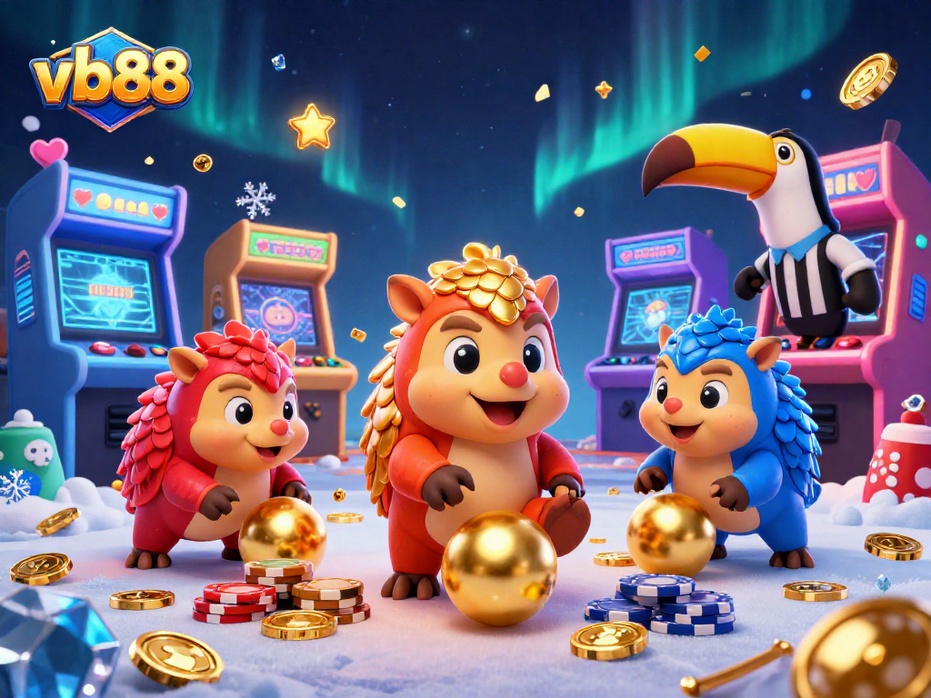 Engage with vb88's exciting gaming world as rival pangolins roll through poker chips.