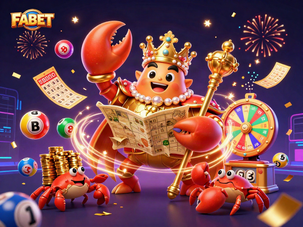 FABET brings excitement alive as a golden crab emperor leads a thrilling game of chance.