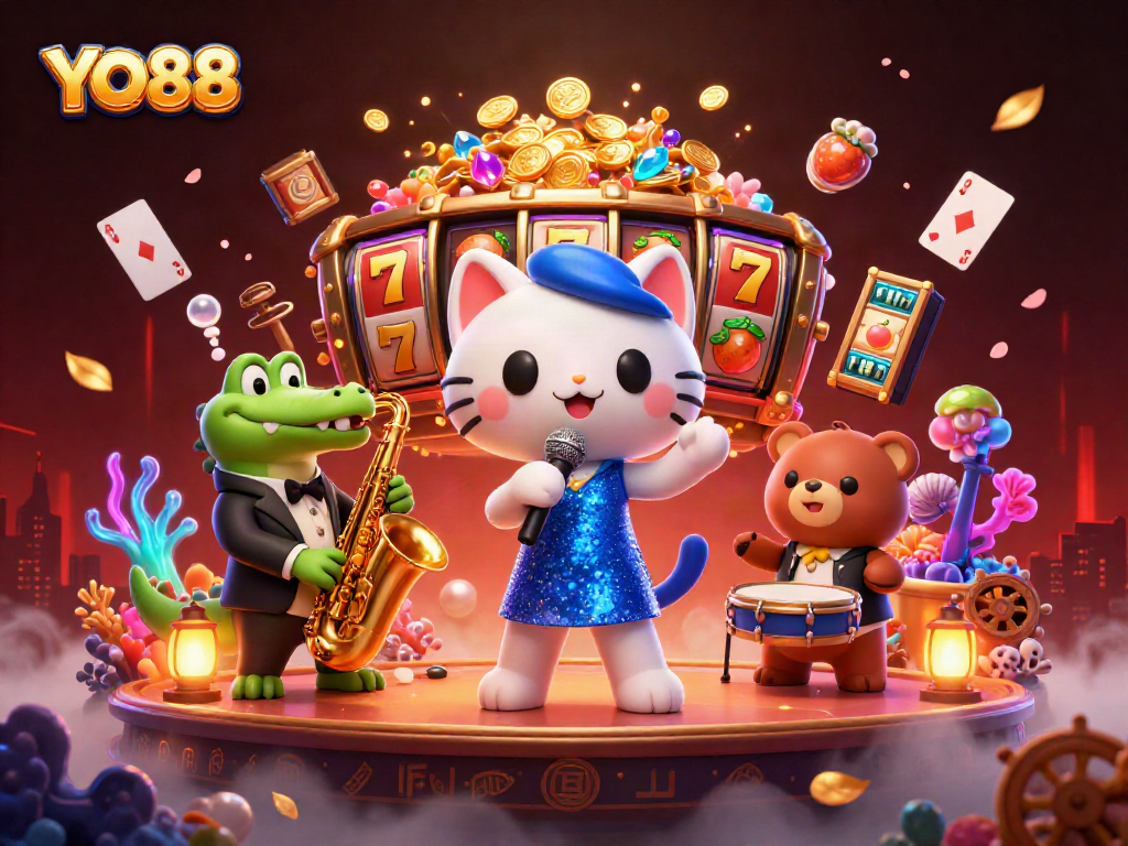 Experience the vibrant casino world of YO88 with playful characters and thrilling game elements.