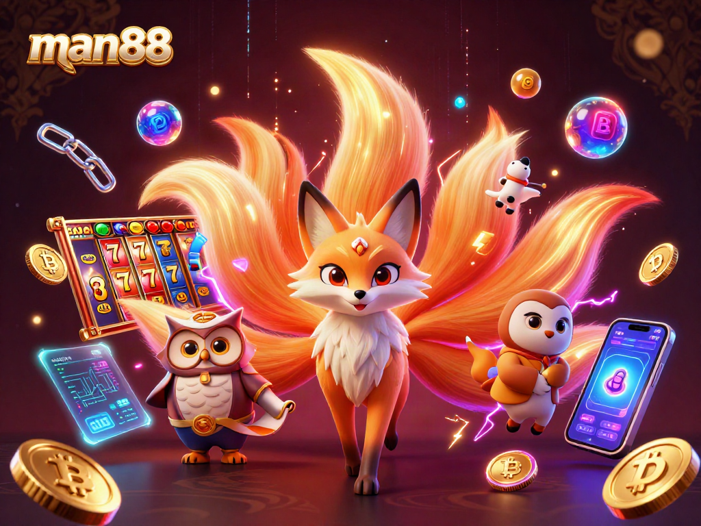 Spin to win at man88 with colorful characters and vibrant slot game elements