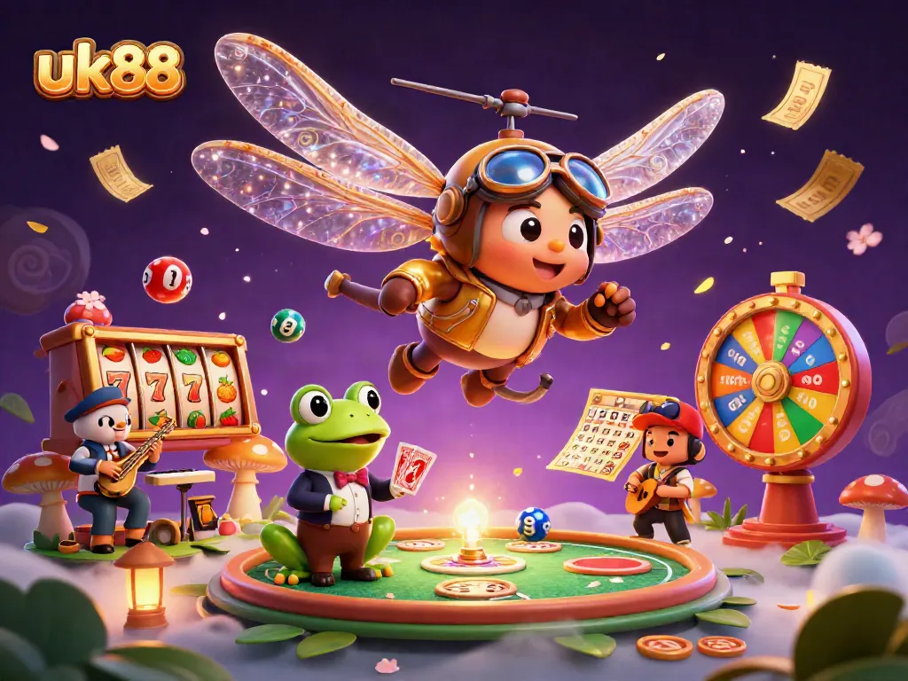 Engage in thrilling gameplay at uk88 with colorful slot reels and dynamic lottery balls.