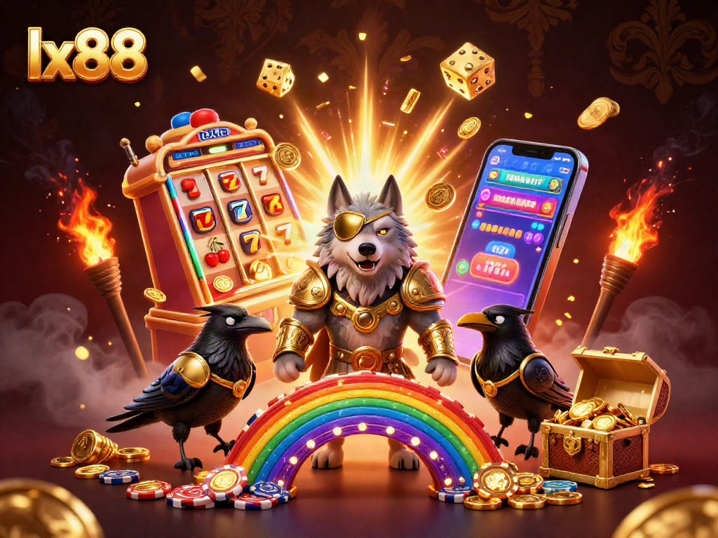 Spin to win at lx88 with Odin and ravens amidst a jackpot explosion.