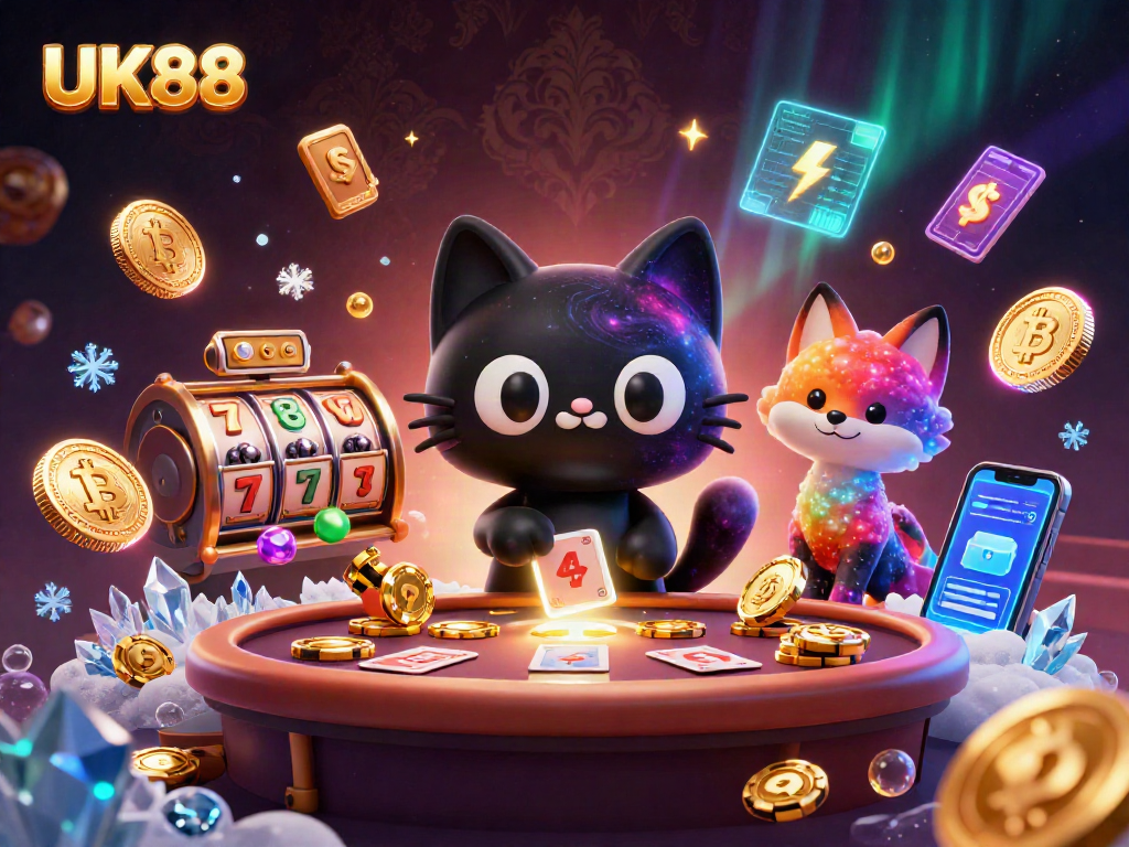 Experience UK88's cosmic casino with vibrant slots and cryptocurrency elements.